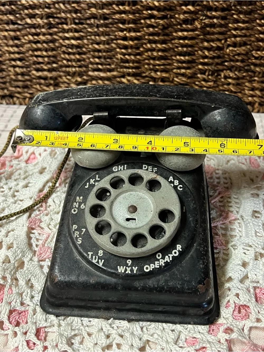 Vintage 1940s Steel Stamping Co. Black Metal Toy Rotary Telephone – Rare